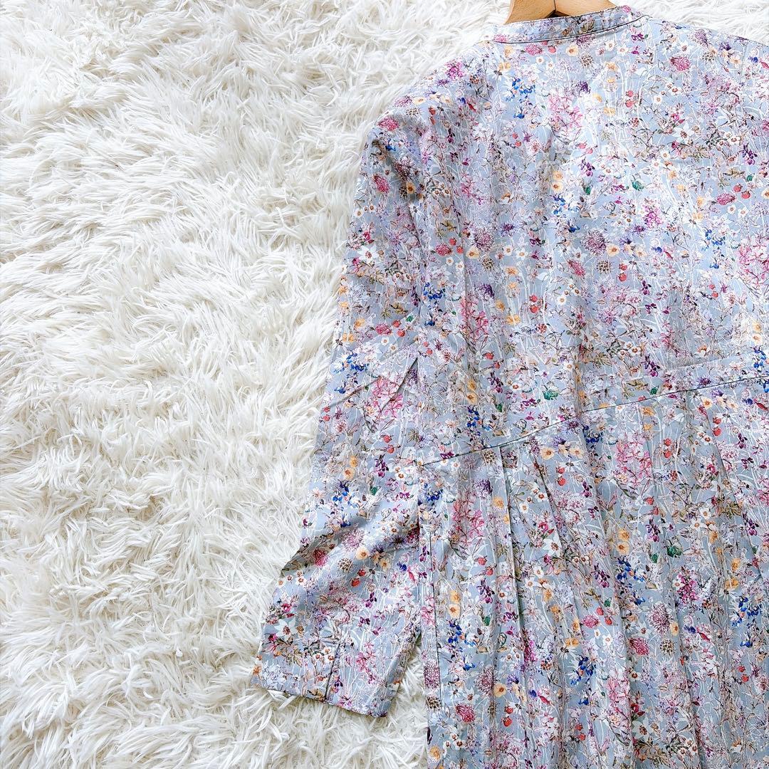 【未使用】liberty リバティ　花柄ロングワンピース　タック