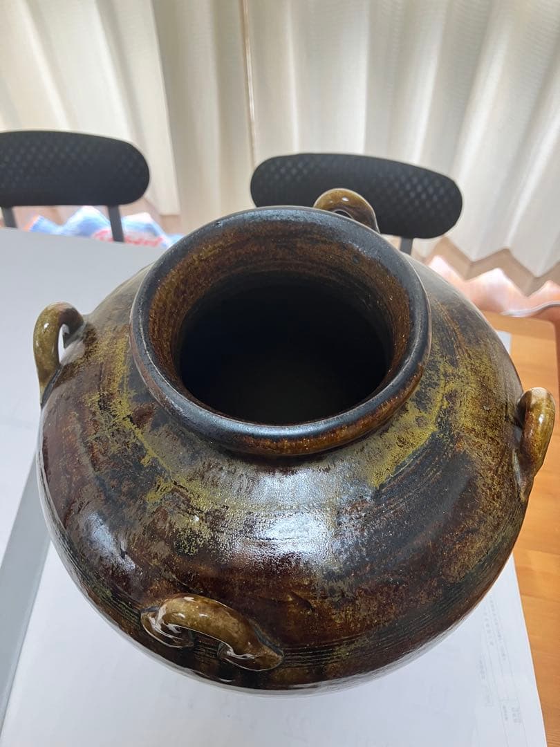 琉球　沖縄　酒壺　酒瓶　酒甕　三升？シリコン栓 泡盛容器　古酒作り　飴釉