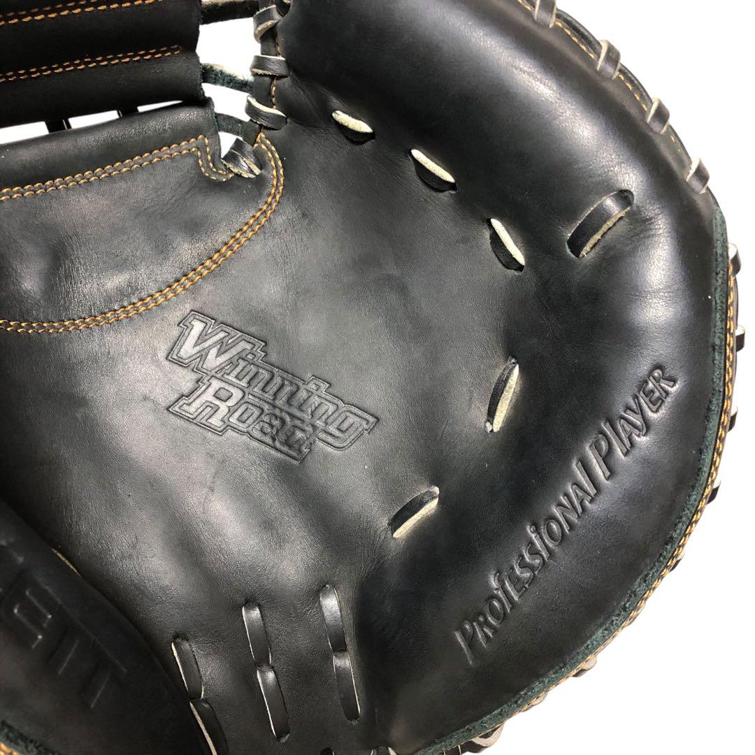 【美品】ZETT ウイニングロード キャッチャーミット 軟式 大人用 ブラック