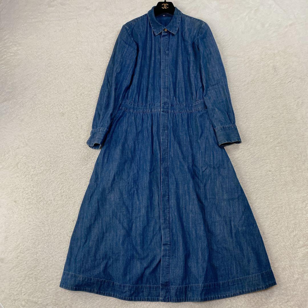 美品♡ 45R デニムシャツワンピース 2way 羽織 インディゴ 3