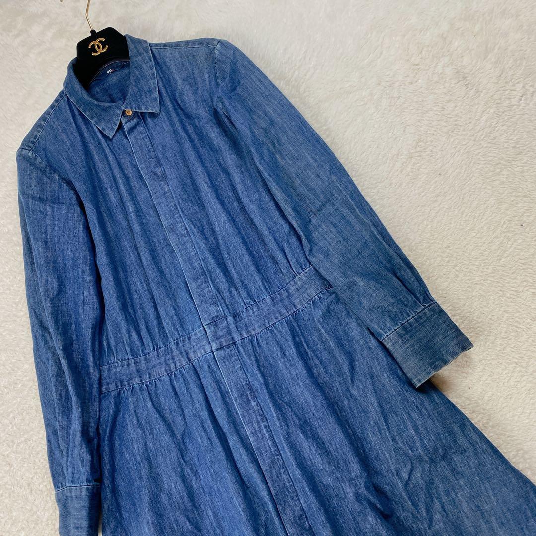 美品♡ 45R デニムシャツワンピース 2way 羽織 インディゴ 3