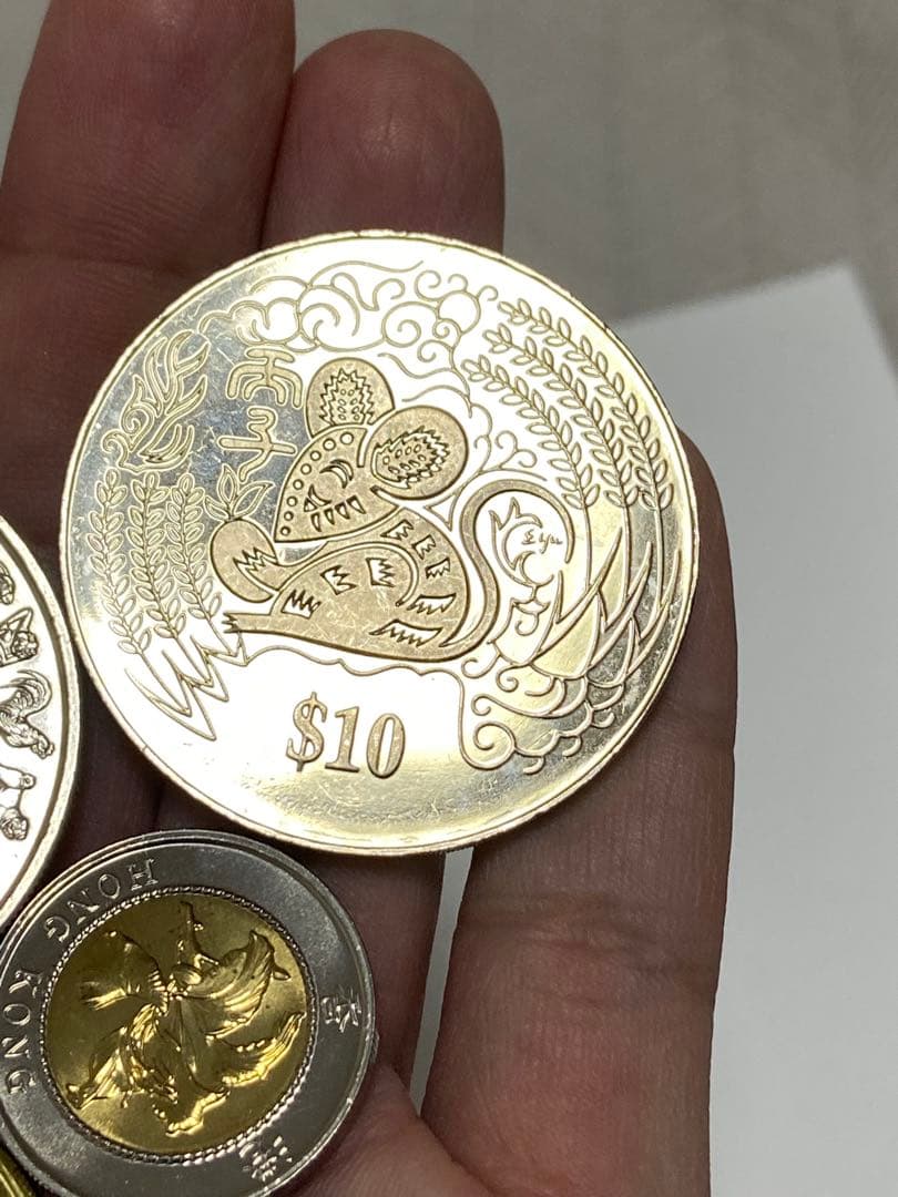 平井　２セットまとめシンガポール 10ドル　と　メキシコ銀貨と白銅貨
