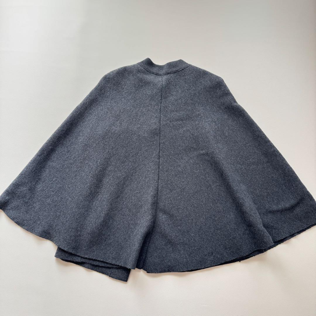 美品　ZARA ニットケープコート　ポンチョ　ケープコート　M ザラ　濃グレー