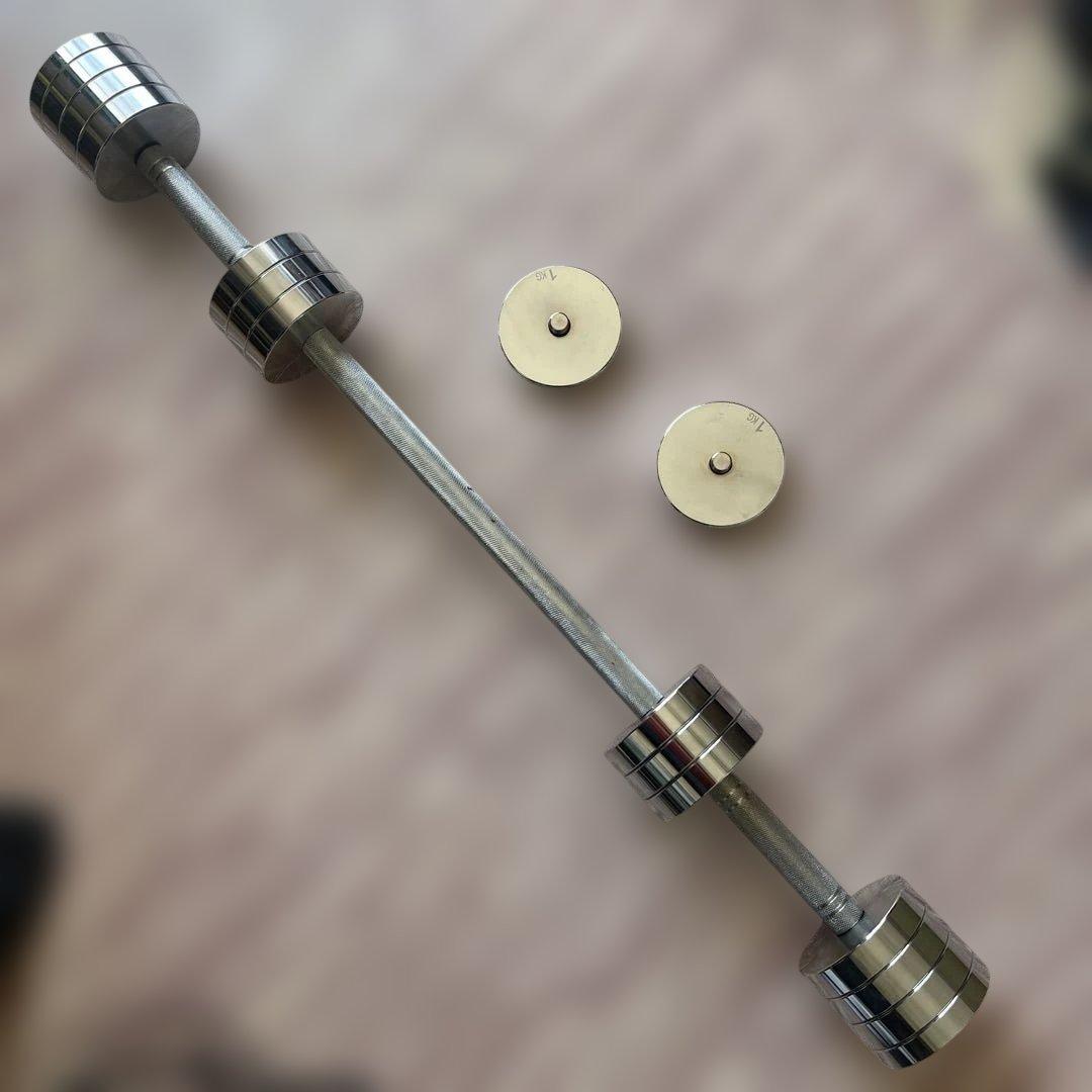 クロームダンベル　10kg✖︎2個セット&バーベルにもなるバー
