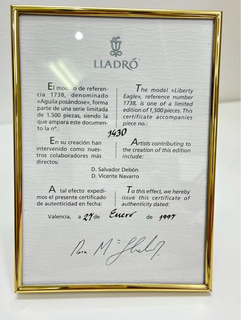 LLADRO リヤドロ 鷲 イーグル 陶器 置物 大型 ※一部破損あり