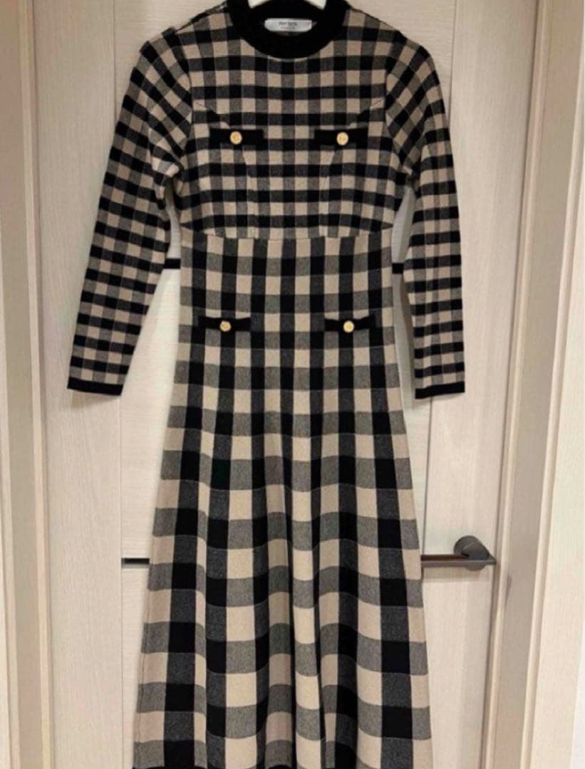 ワンピース herlipto Plaid Jacquard Knit Dress