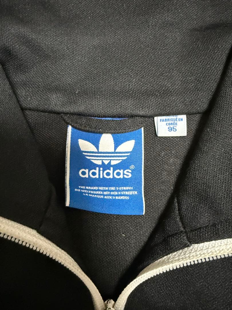 adidas アディダストラックジャケット 黒 白 95 M相当 ジャージ