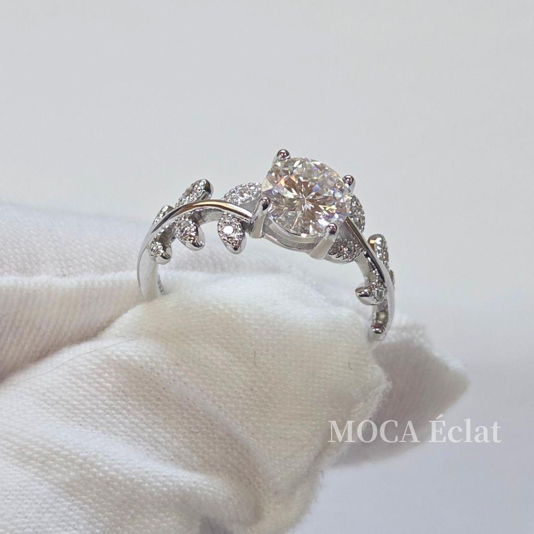 モアサナイト 1ct リーフデザイン リング S925