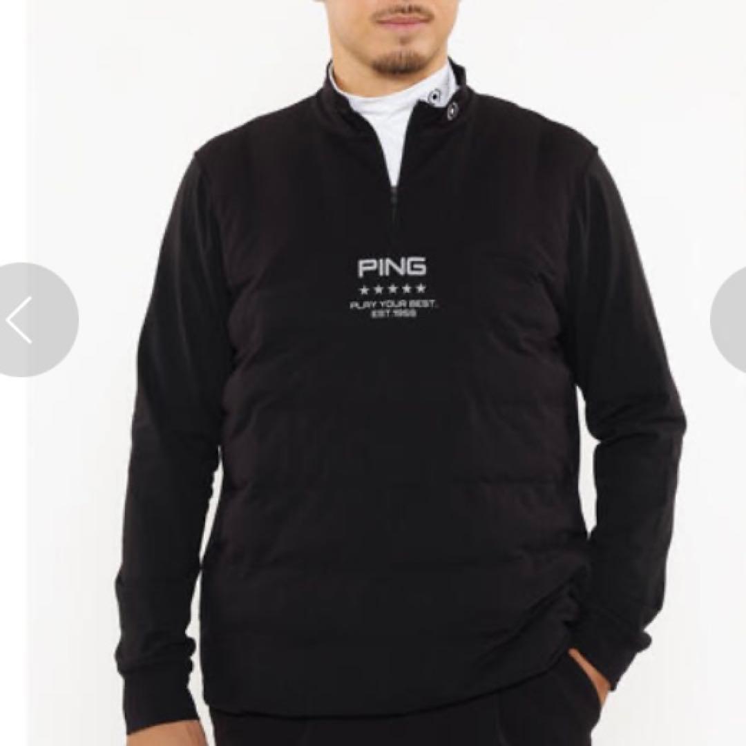 【新品】PING 2024年　キルティング ハーフジップシャツ　ブラック　M
