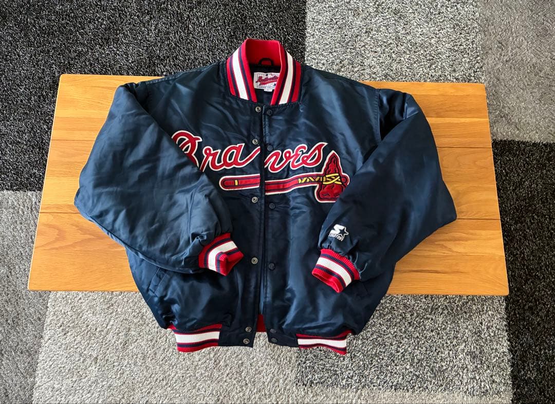 み*ゆ様 Braves 刺繍ロゴ ボンバージャケット ネイビー