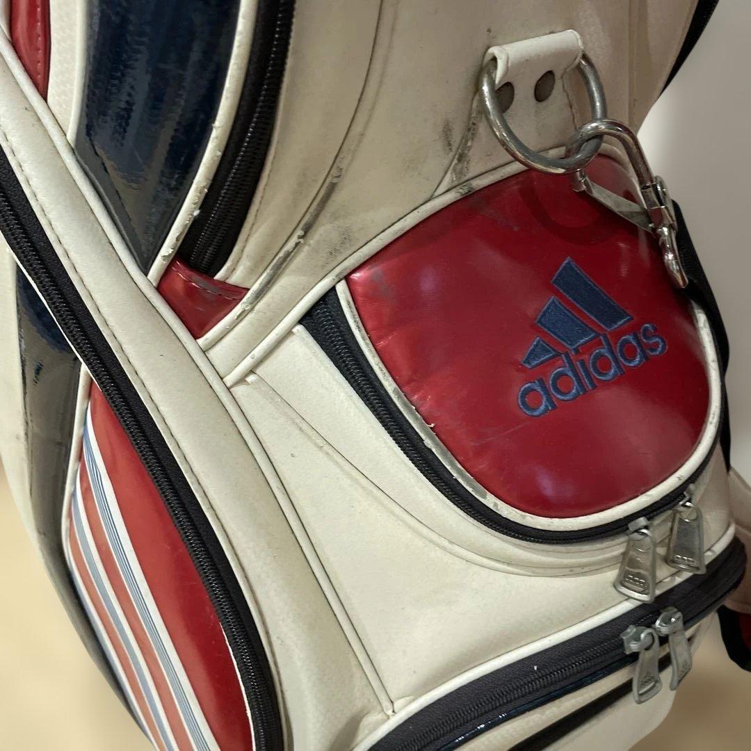 中古キャディバッグ アディダス adidas ホワイト/レッド フードカバーつき