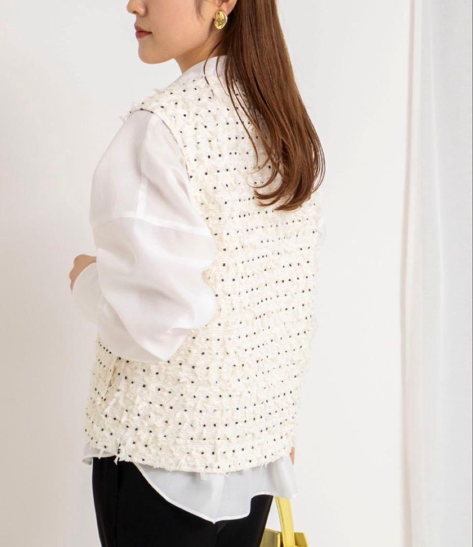 【新品】FENNEL ツイードドットベスト　白