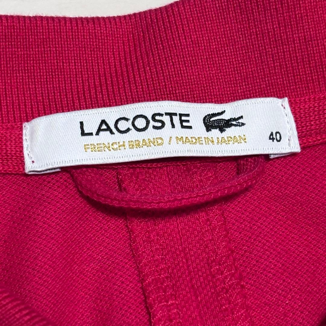 美品　ラコステ　ポロドレス　ポロワンピース　L ポロシャツ　ウエストリボン　赤