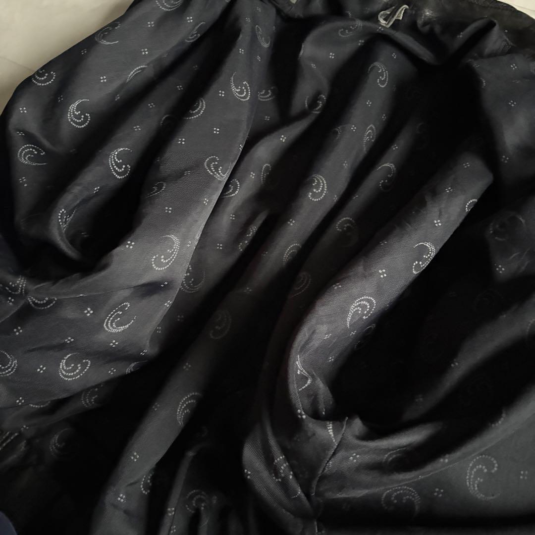 90s vintage 本革 レザーブルゾン 黒 L チンストラップ ゆったり