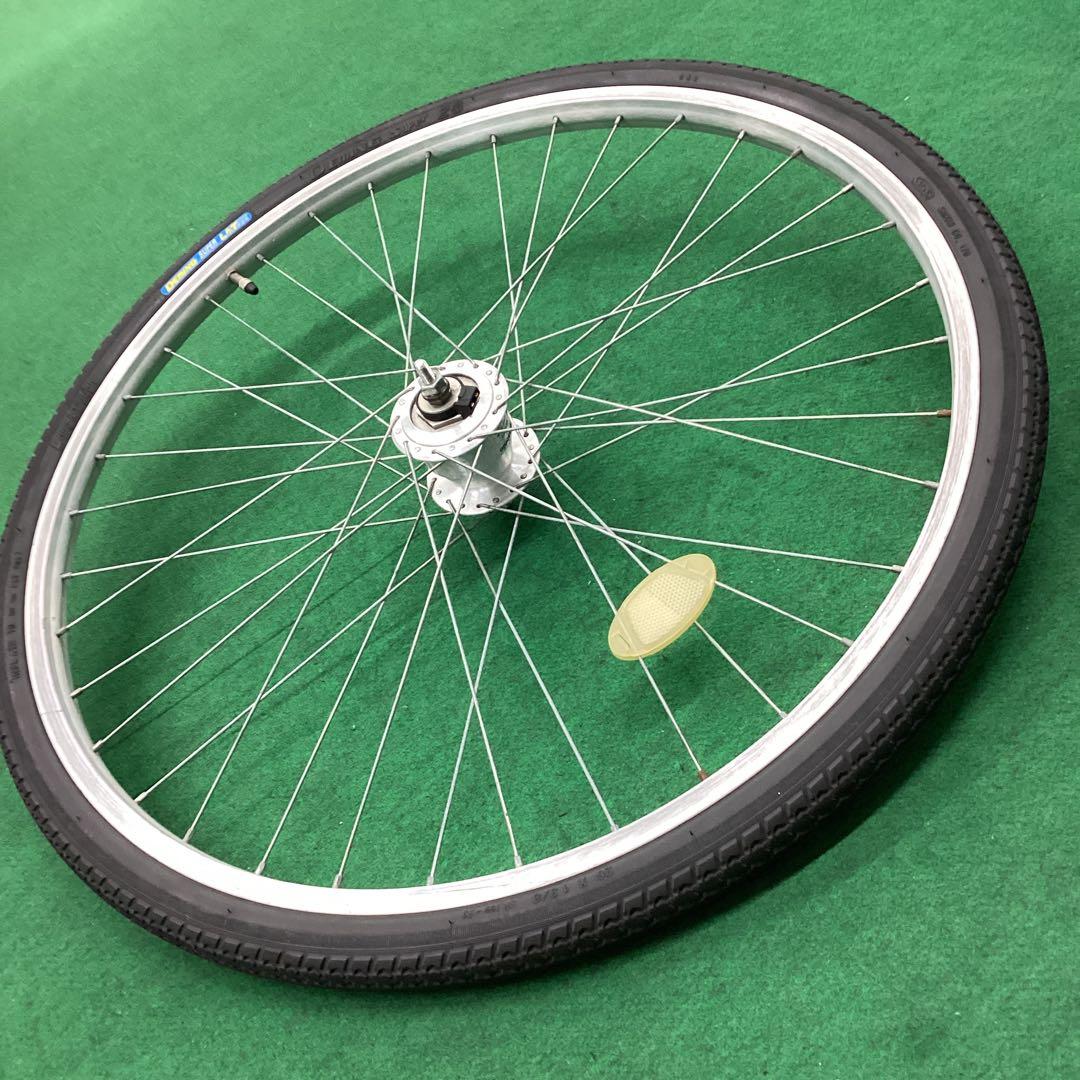 アルミリム　前輪 26x1-3/8 タイヤ付　ハブダイナモ　26インチ　J2端子