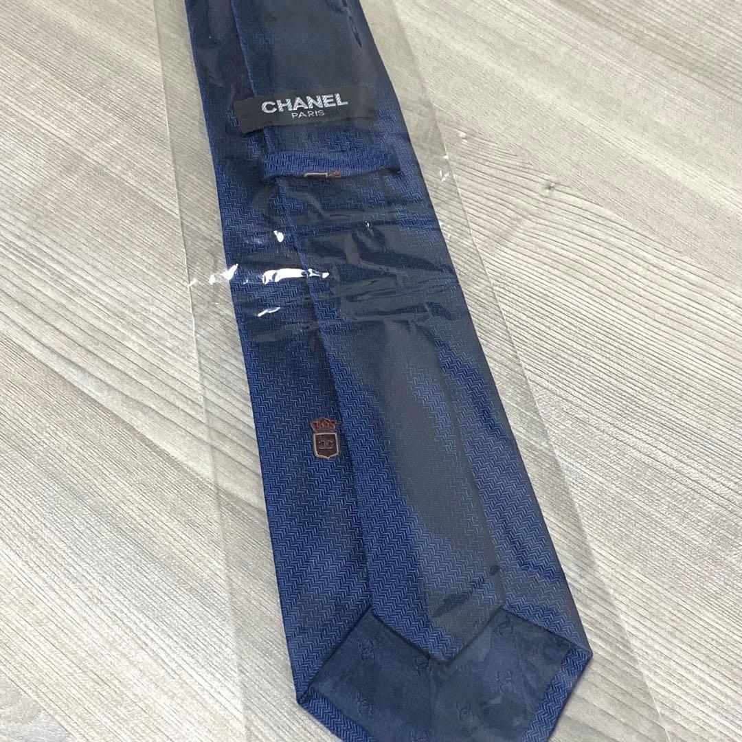 美品⭐️CHANEL　 シャネル　ネクタイ　ネイビーブルー系