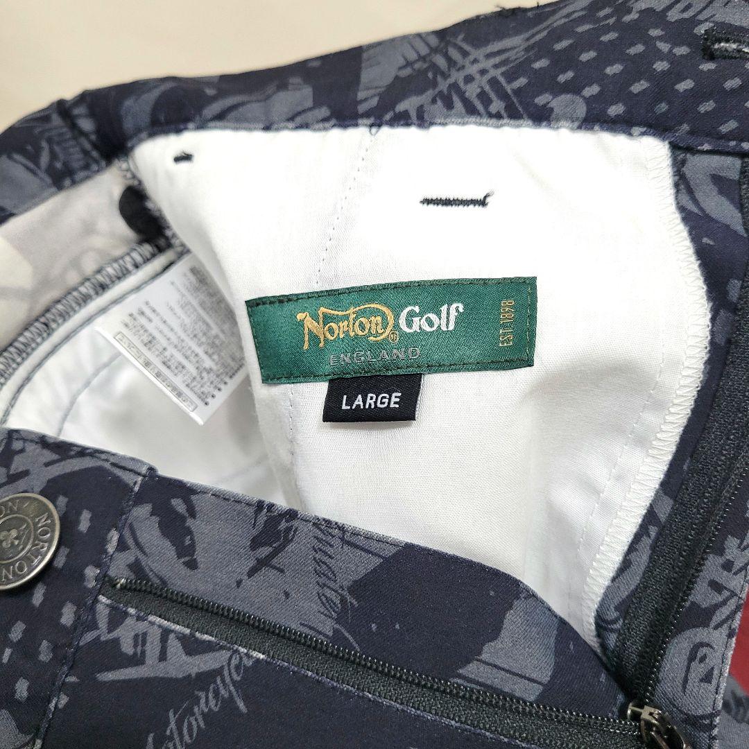 【新品】Norton Golf 吸水速乾 総柄 刺繍入り ストレッチ パンツ L