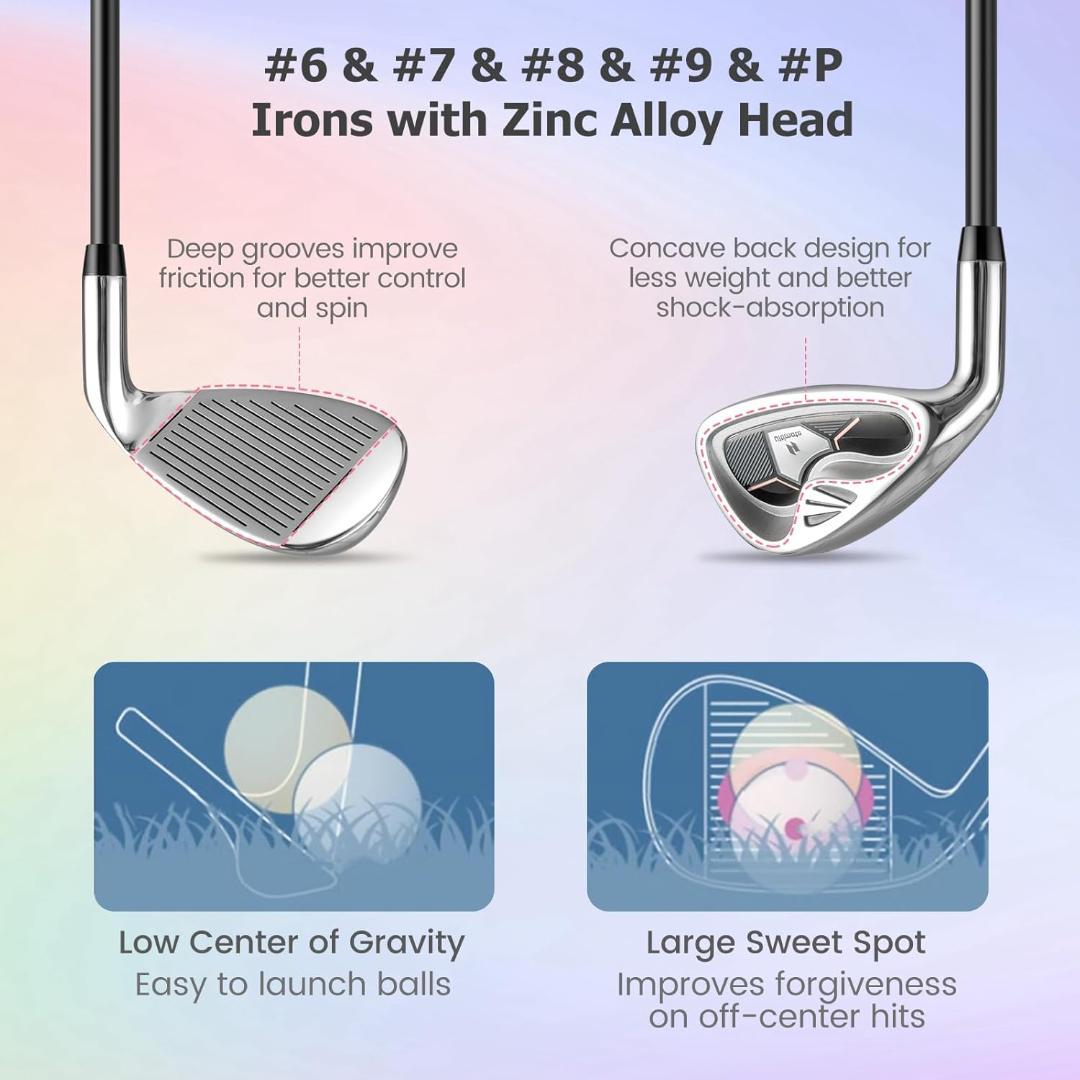 【開封済・未使用】GYMAX　ゴルフクラブ9本セット　レディス　初心者向け　軽量