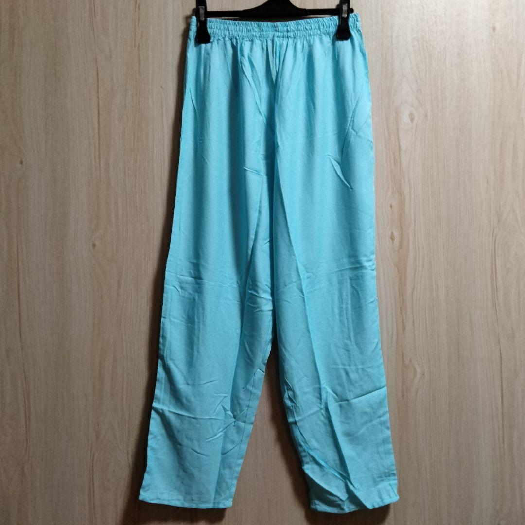 インド 水色×ゴールド刺繍のアナルカリセット 【53A-15】
