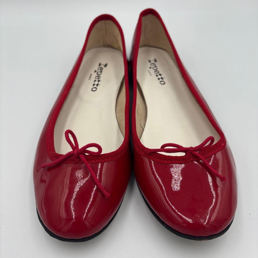 レペット Repetto エナメル フラットパンプス【39】24.5cm レッド