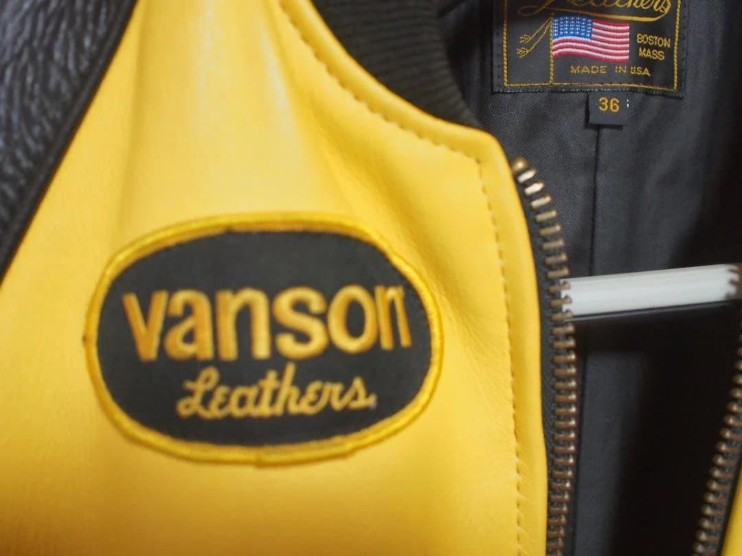 vanson レザージャケット 36 イエロー/ブラック