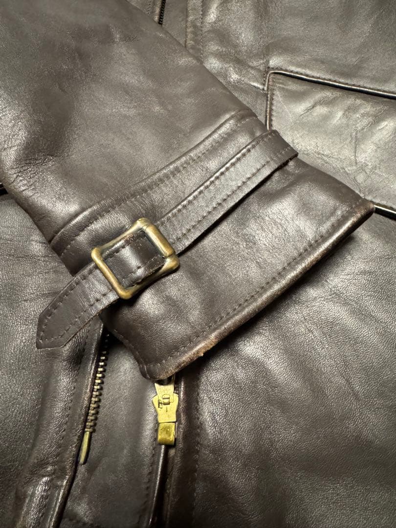 90s USA製 AVIREX ホースハイド レザージャケット ブラウン 馬革