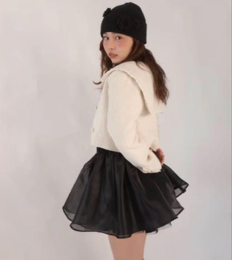 ジャケット・アウター muguet tweed frill sailor jacket IVORY