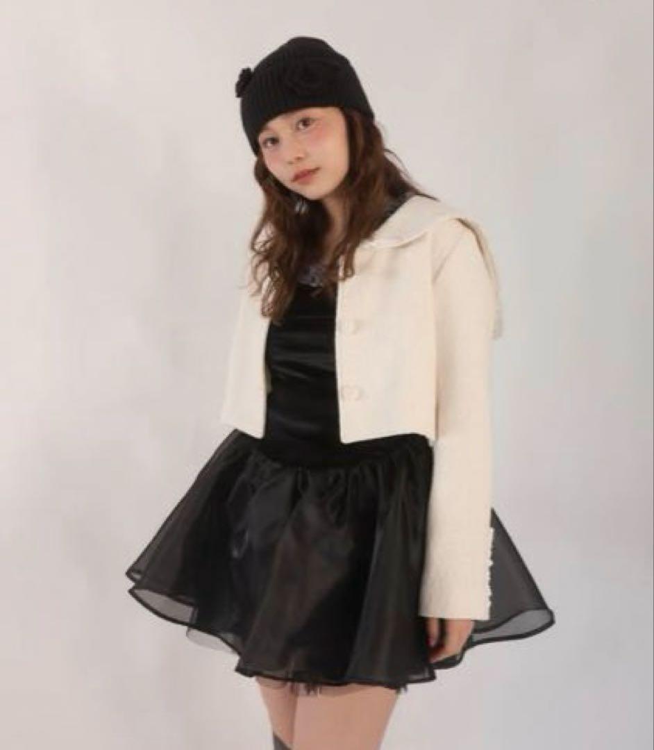 ジャケット・アウター muguet tweed frill sailor jacket IVORY