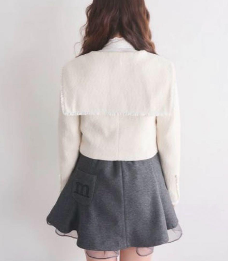ジャケット・アウター muguet tweed frill sailor jacket IVORY