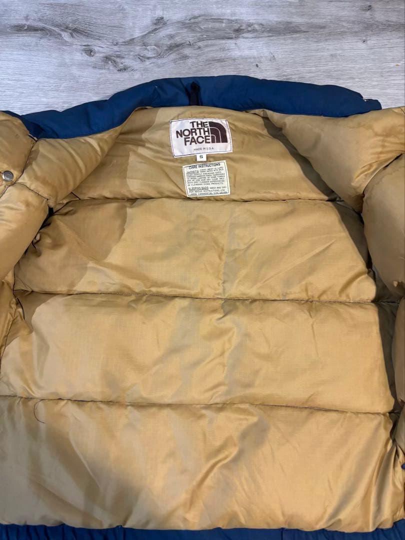 313【USA製】THE NORTH FACE 80sダウンベスト ネイビー S