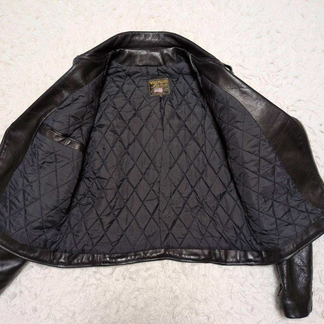 【美品】バンソン☆４０サイズ　金ボタン　ダブル　ライダース　ブラック　メンズ