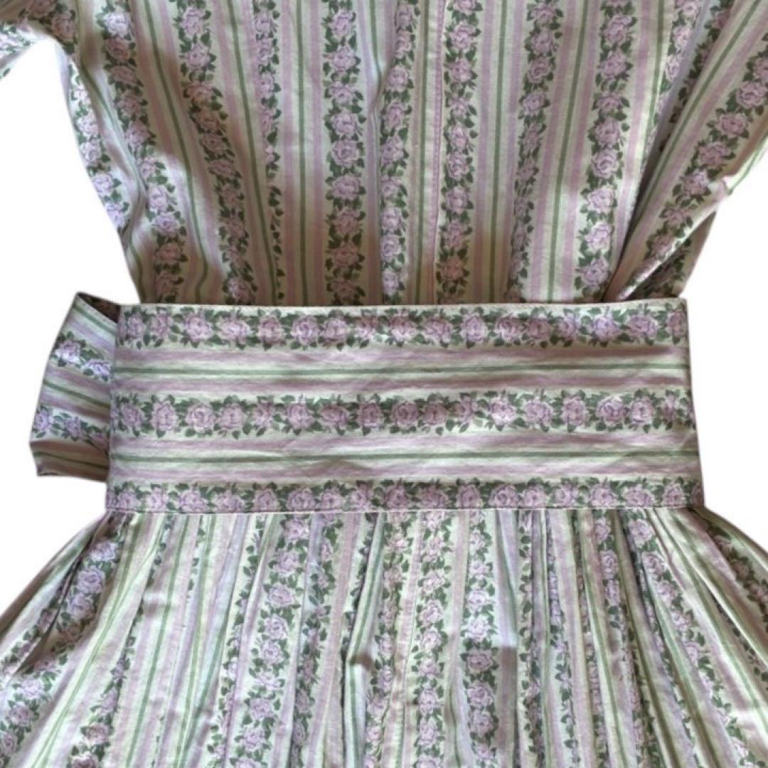 美品Laura Ashleyヴィンテージ花柄ロングワンピース9A日本製綿100%