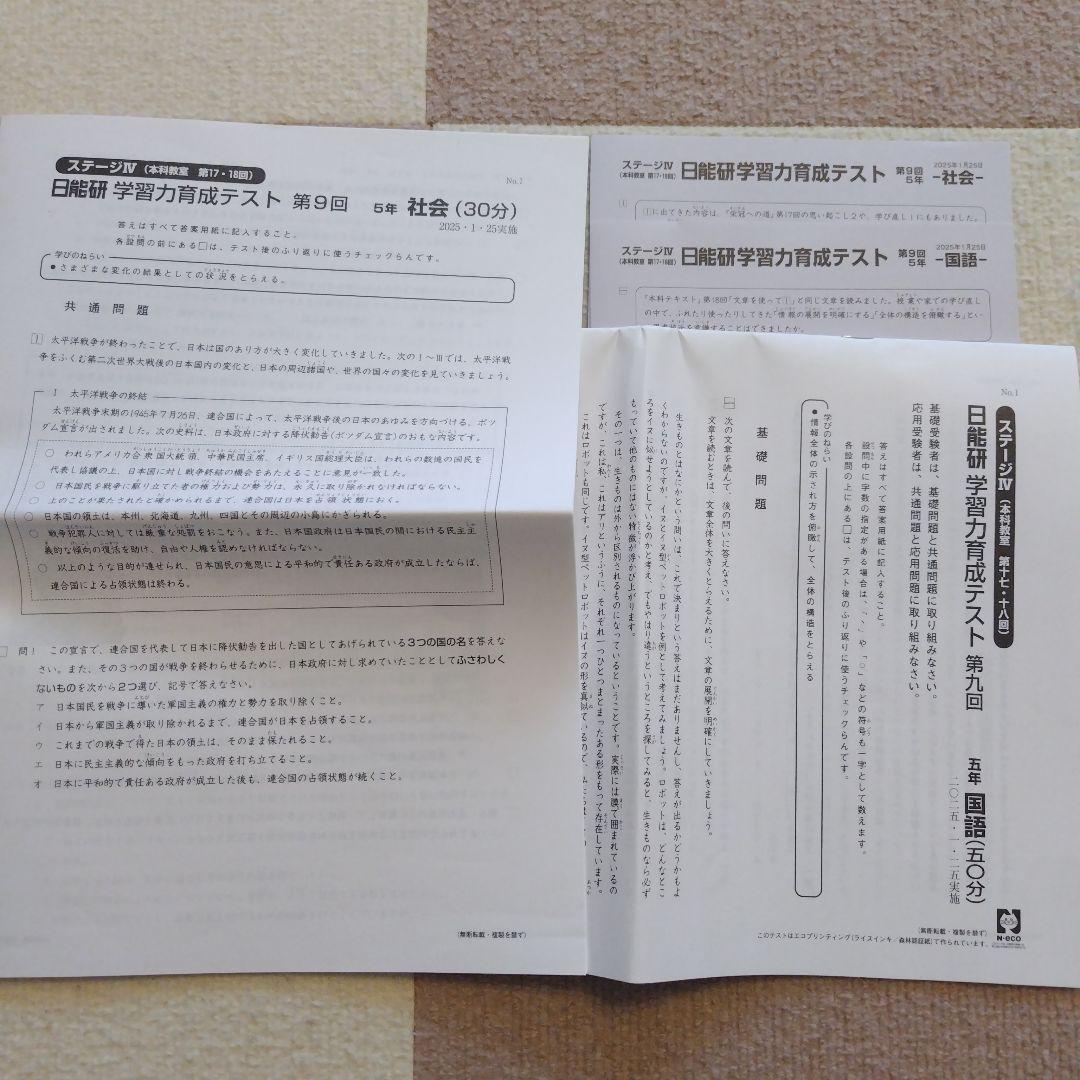 【最新版】2024年度日能研5年　後期　学力育成テスト　全9回分