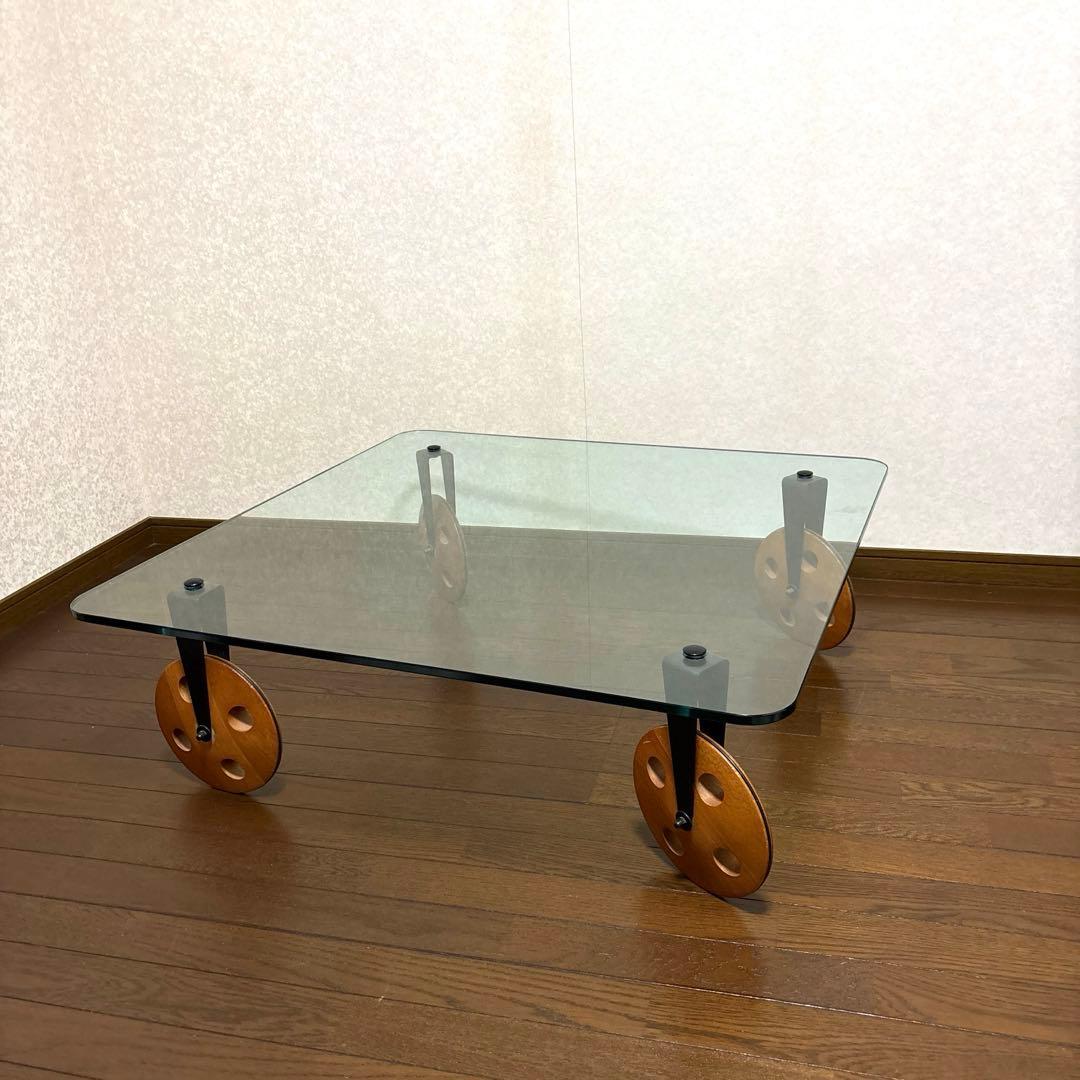 【良品】イタリア製 ガラストップ コーヒーテーブル
