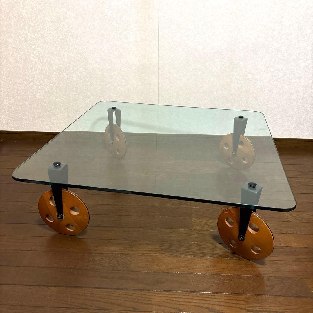 【良品】イタリア製 ガラストップ コーヒーテーブル