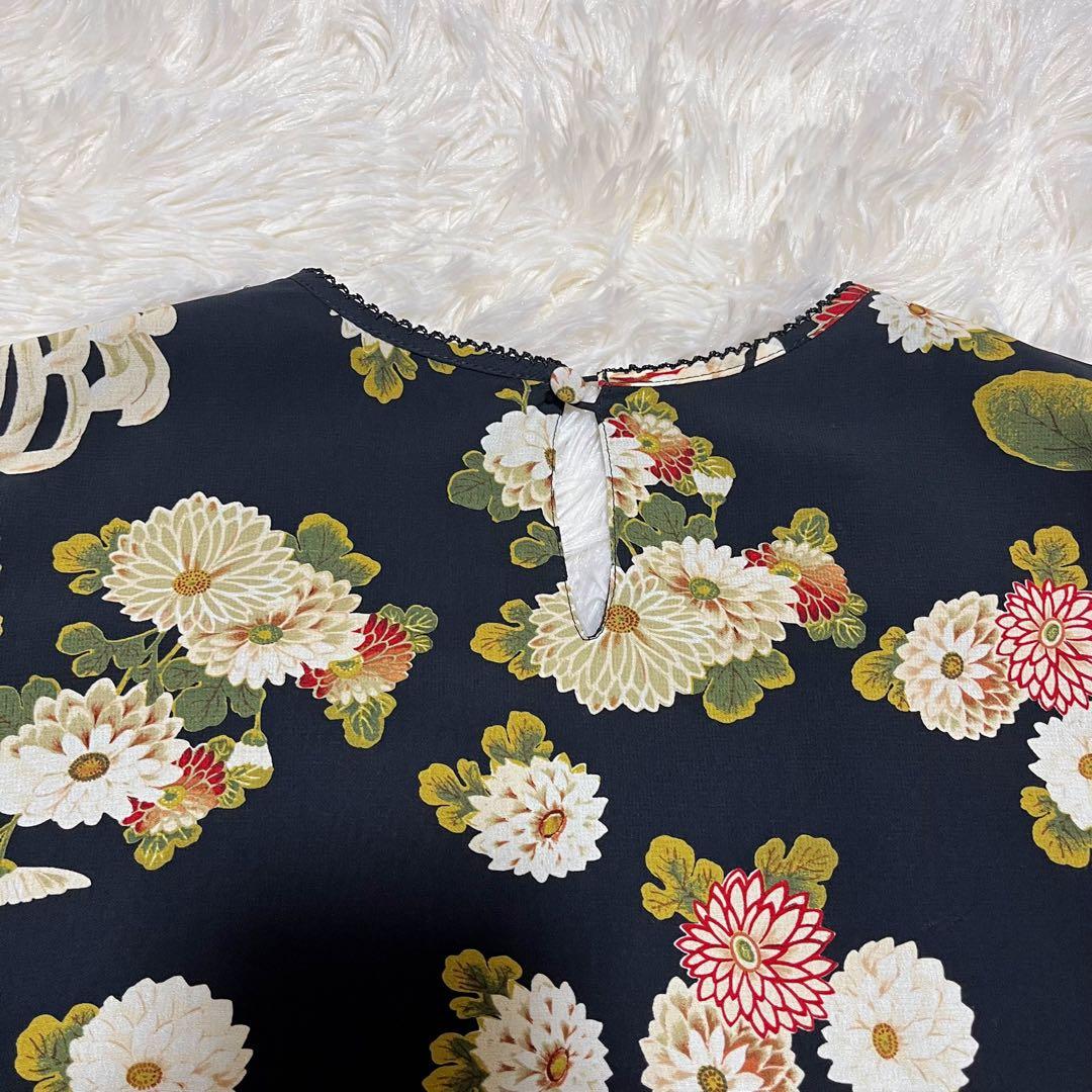 【美品】KANEKO ISAO 花柄 総柄 ワンピース ブラック