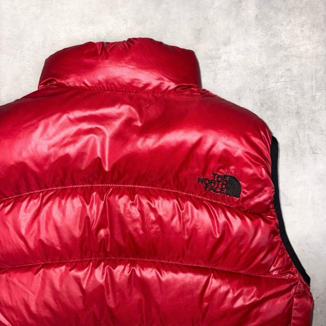 ノースフェイス 軽量 ダウンベスト L レッド 赤 the north face