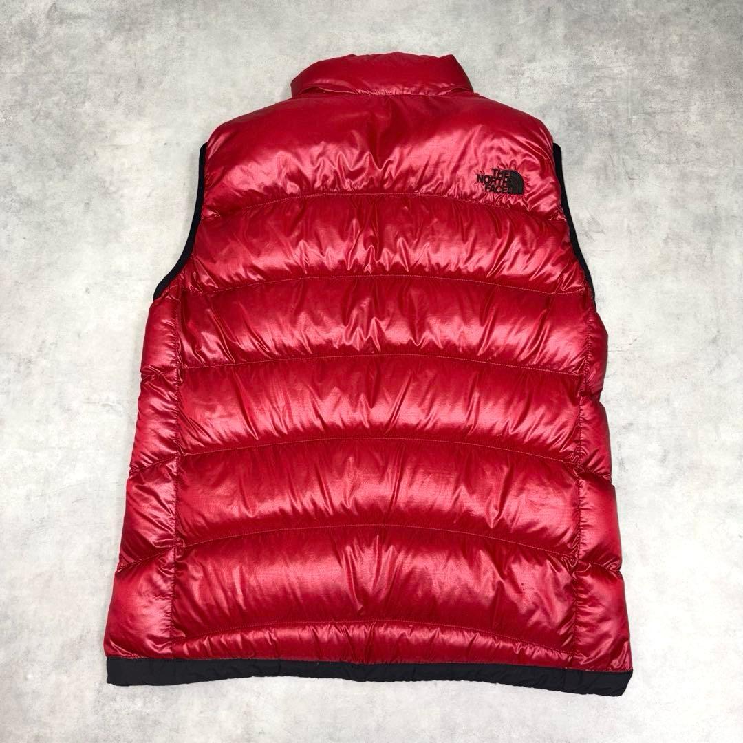 ノースフェイス 軽量 ダウンベスト L レッド 赤 the north face