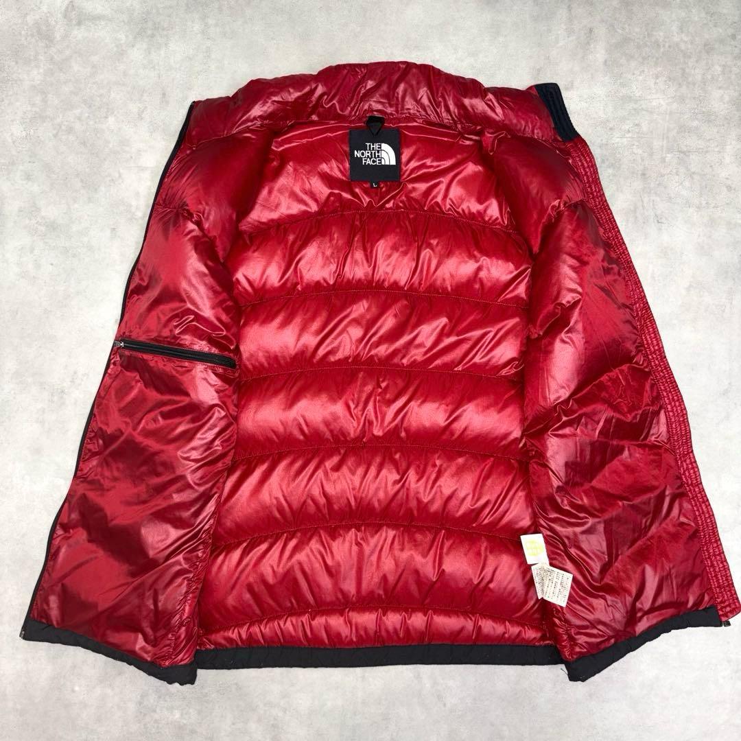 ノースフェイス 軽量 ダウンベスト L レッド 赤 the north face