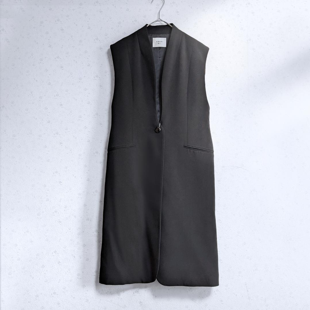 新品 Ameri WAVE COLLAR ANGULAR VEST ロング ジレ