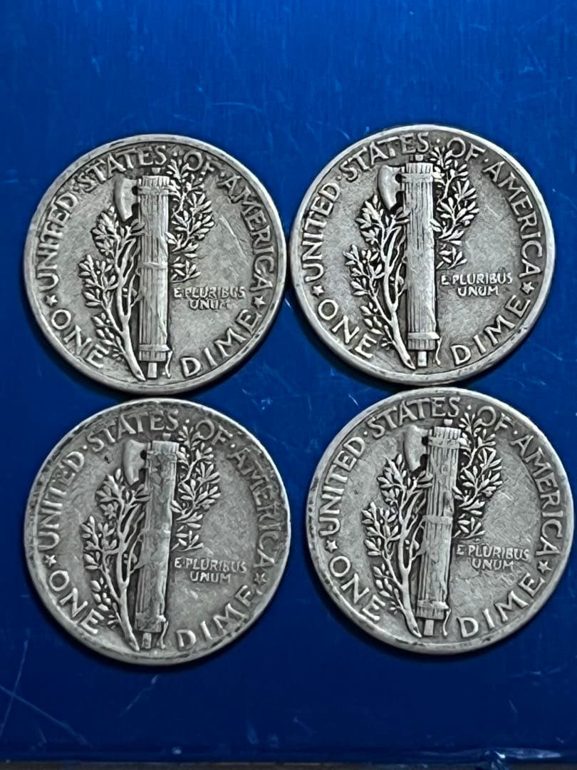 銀貨マーキュリーダイム 4枚セット Mercury dime silver