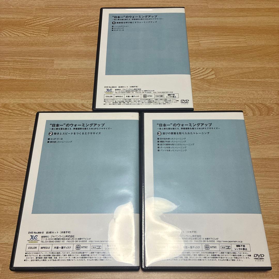 日本一のウォーミングアップ 1,2,3 DVD 3巻セット サッカー教則