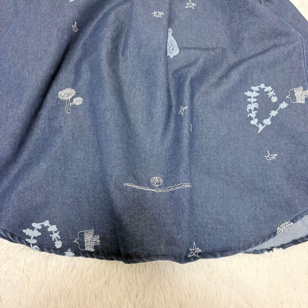 美品✨スーパーハッカ　えんどうゆりこ「星なる実り」刺しゅうデニムブラウス