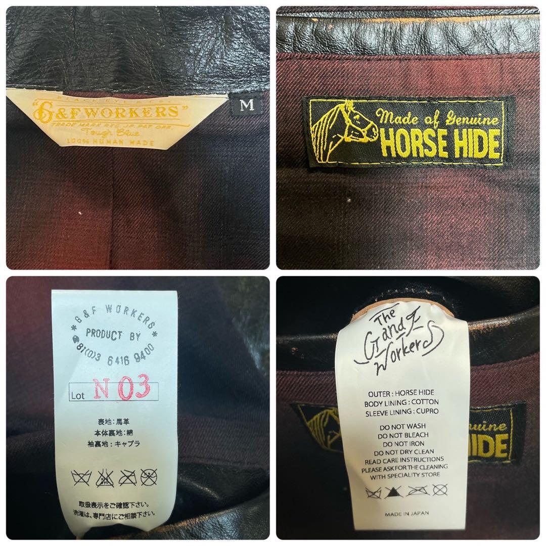 G&F WORKERS WOLFMAN JACK 馬革 カーコート ブラック M
