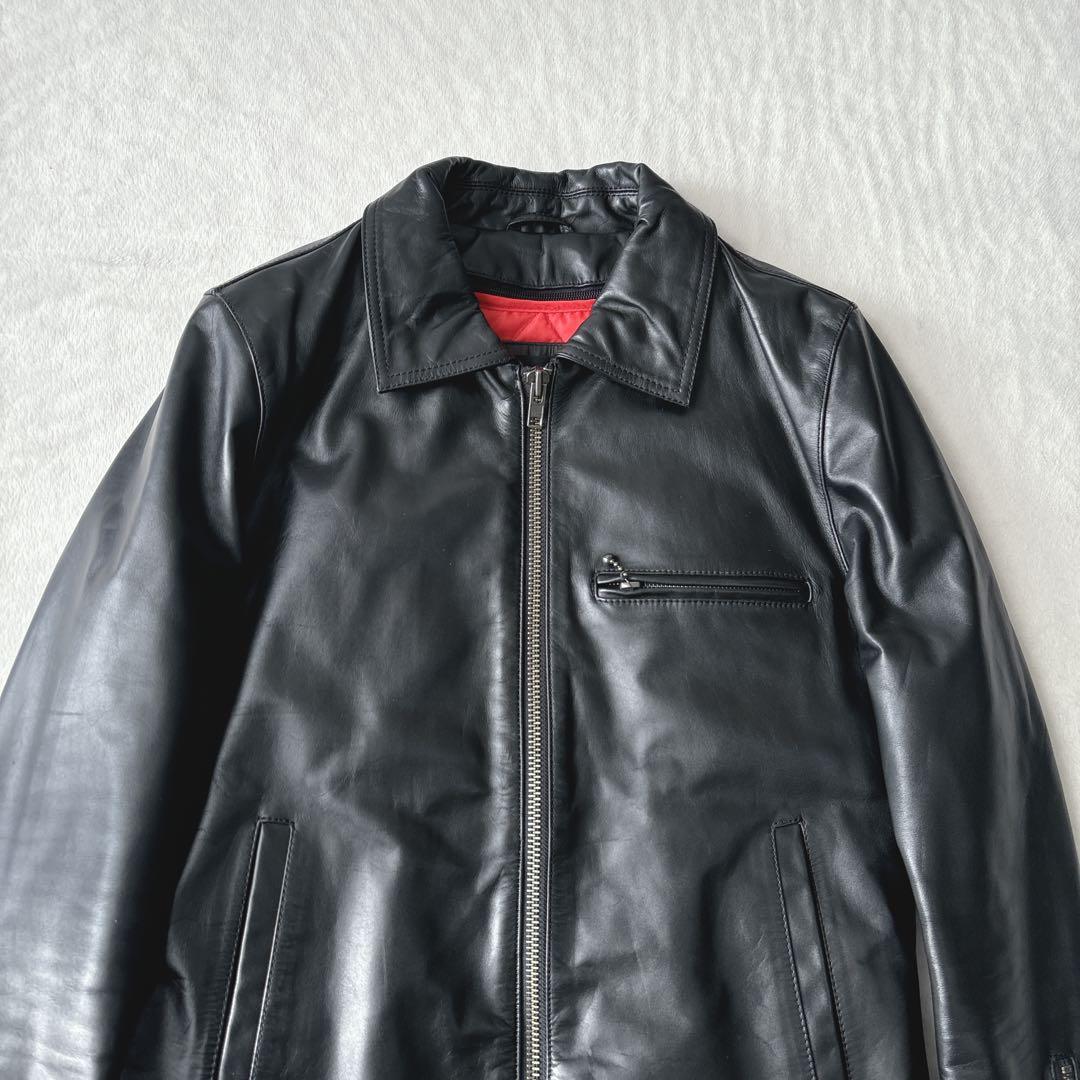 【美品】リューグーレザー　レザージャケット　カウレザー　牛革　ブラック　レッド