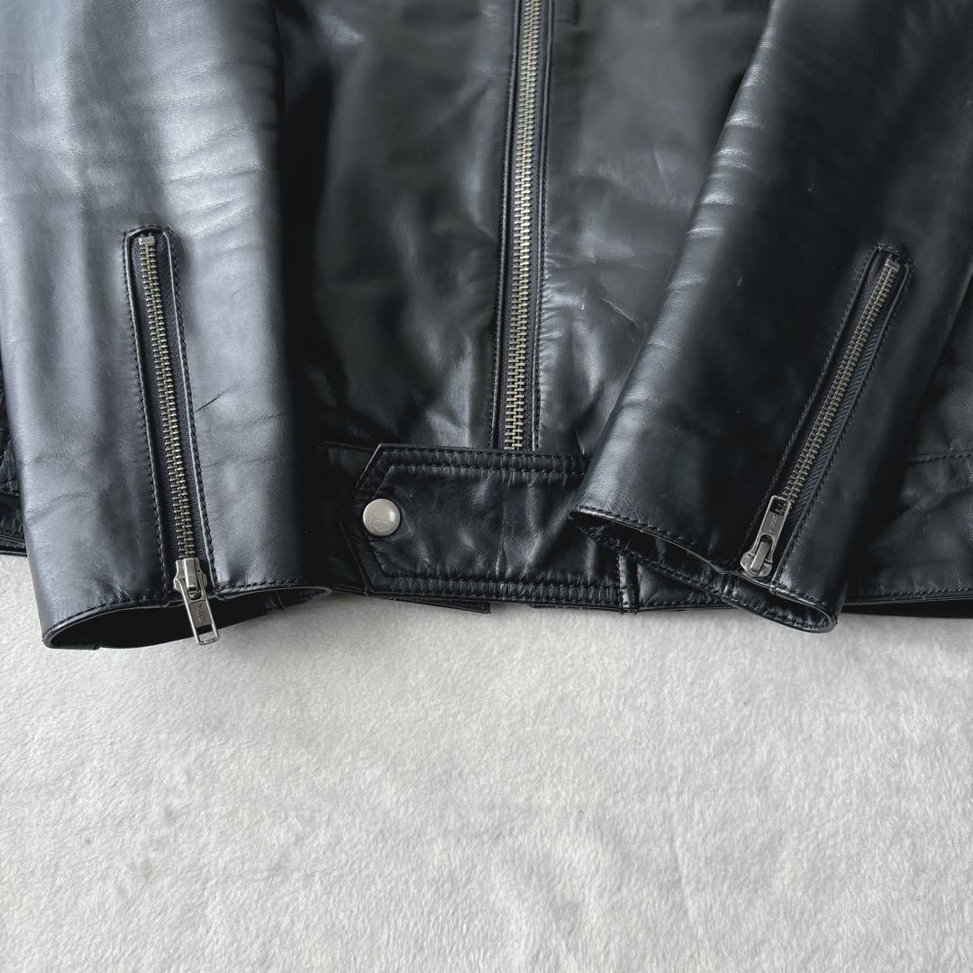 【美品】リューグーレザー　レザージャケット　カウレザー　牛革　ブラック　レッド