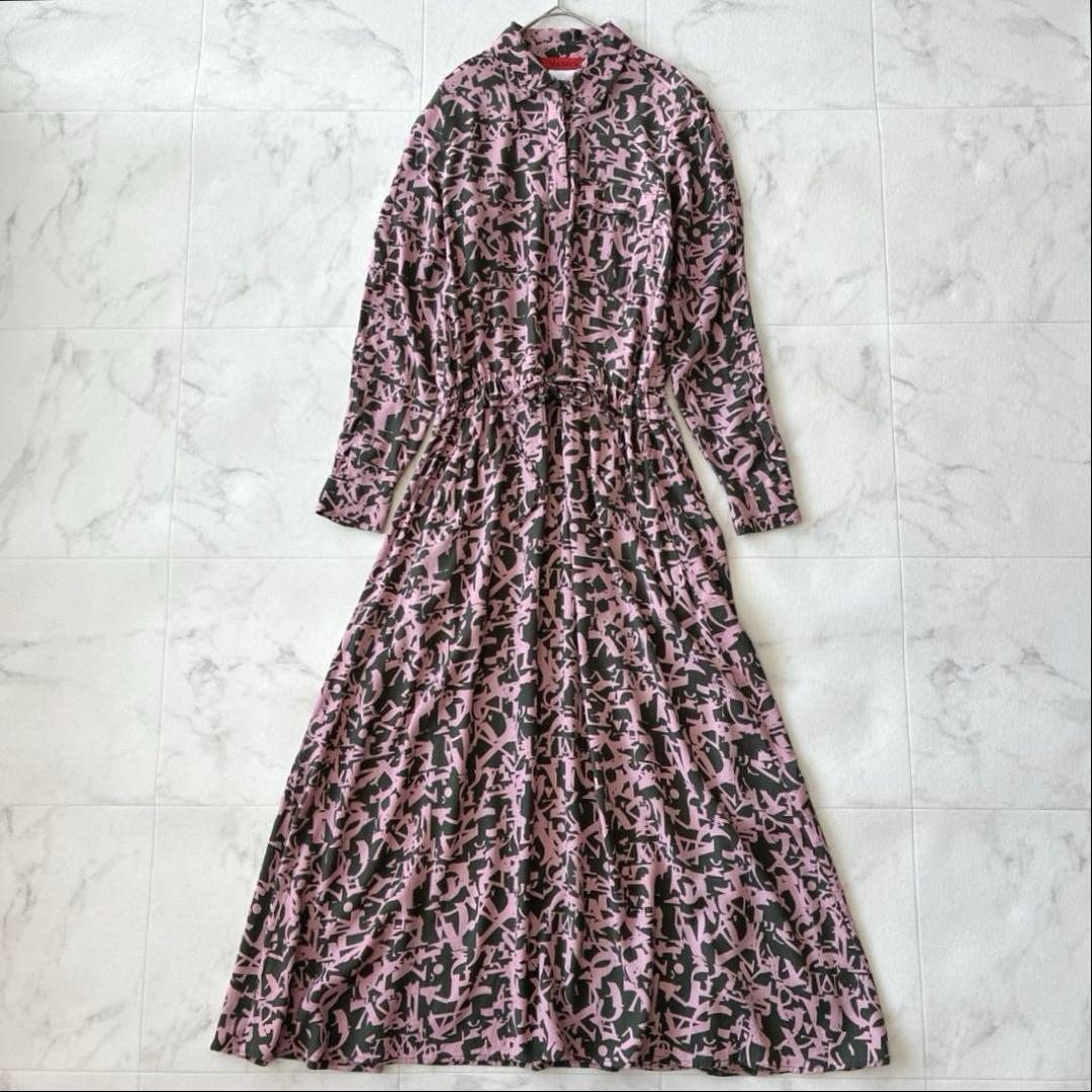 現行 MAX＆Co. マックスマーラ 総柄シャツワンピース 38 ベルト付