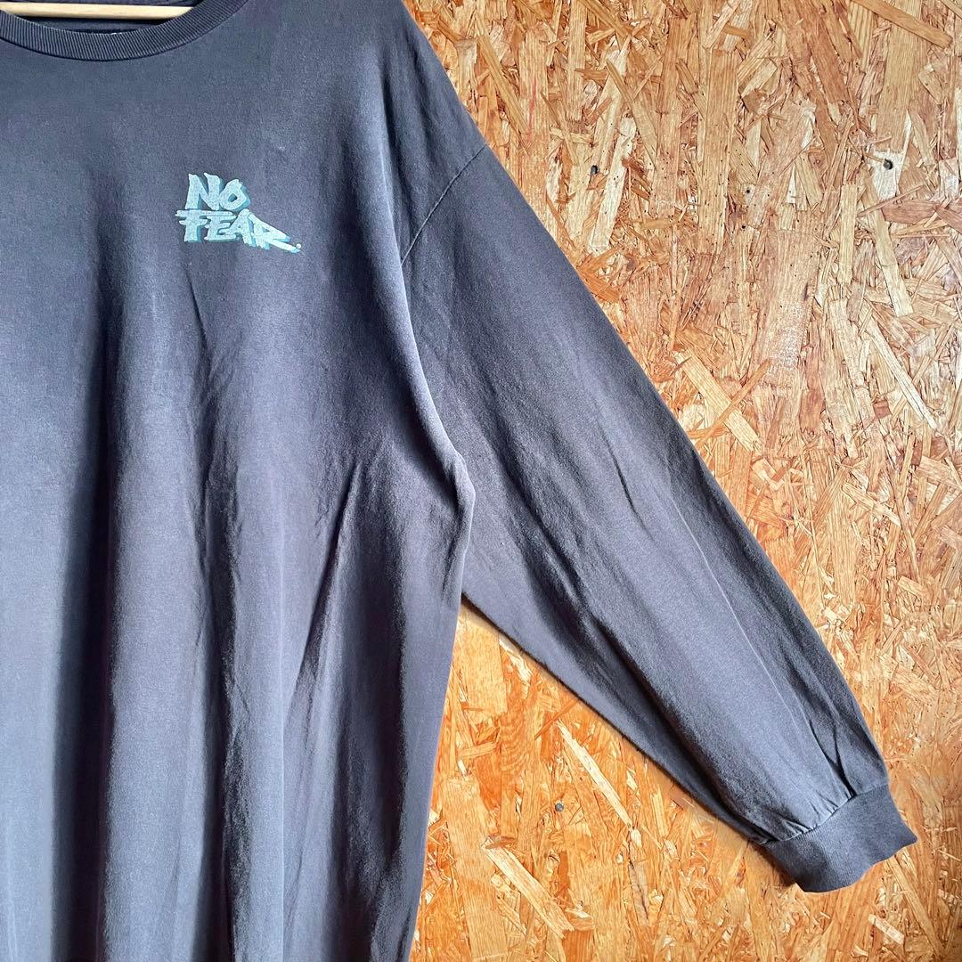 90s-00s No Fear 両面プリント 長袖 Tシャツ サンフェード レア