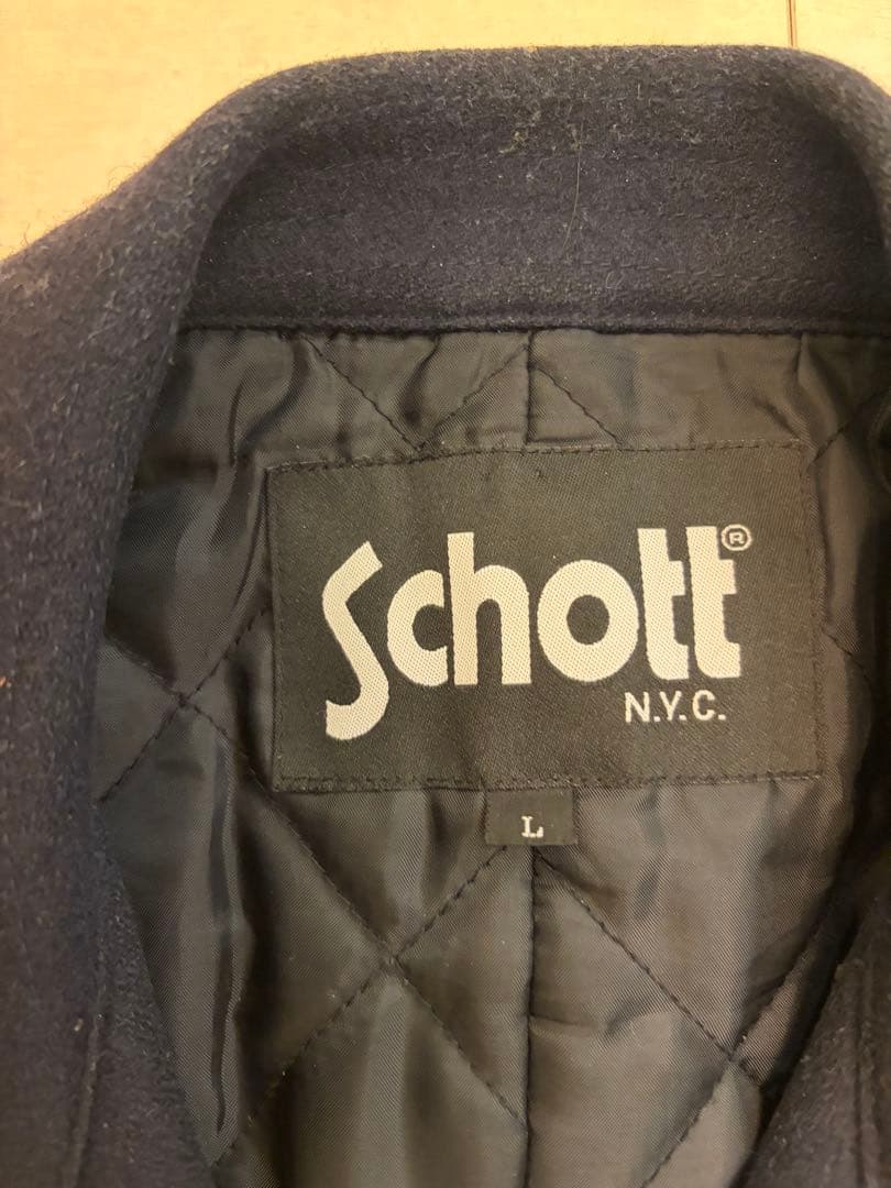 stussy × schott　ライダースジャケット　ネイビー