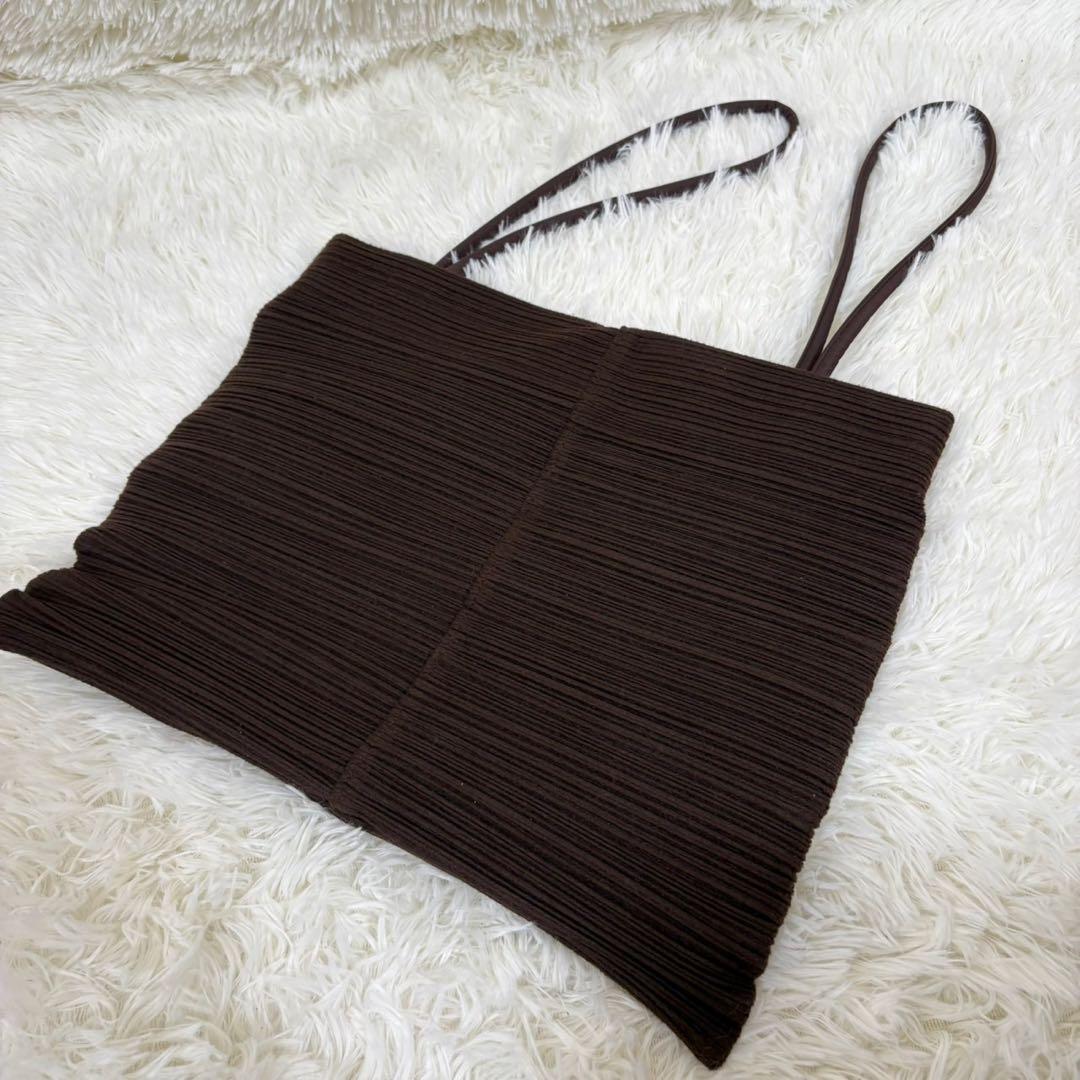 未使用 PLEATS PLEASE トライアングル ハンドバッグ 変形 ブラウン